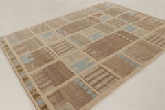 Contemporary Scandinavian Style Geometric Taupe Wool Rug by Rug & Kilim, India