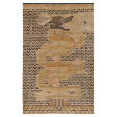 Contemporary Chinese Dragon Pictorial Wool & Natural Silk Rug by Rug & Kilim