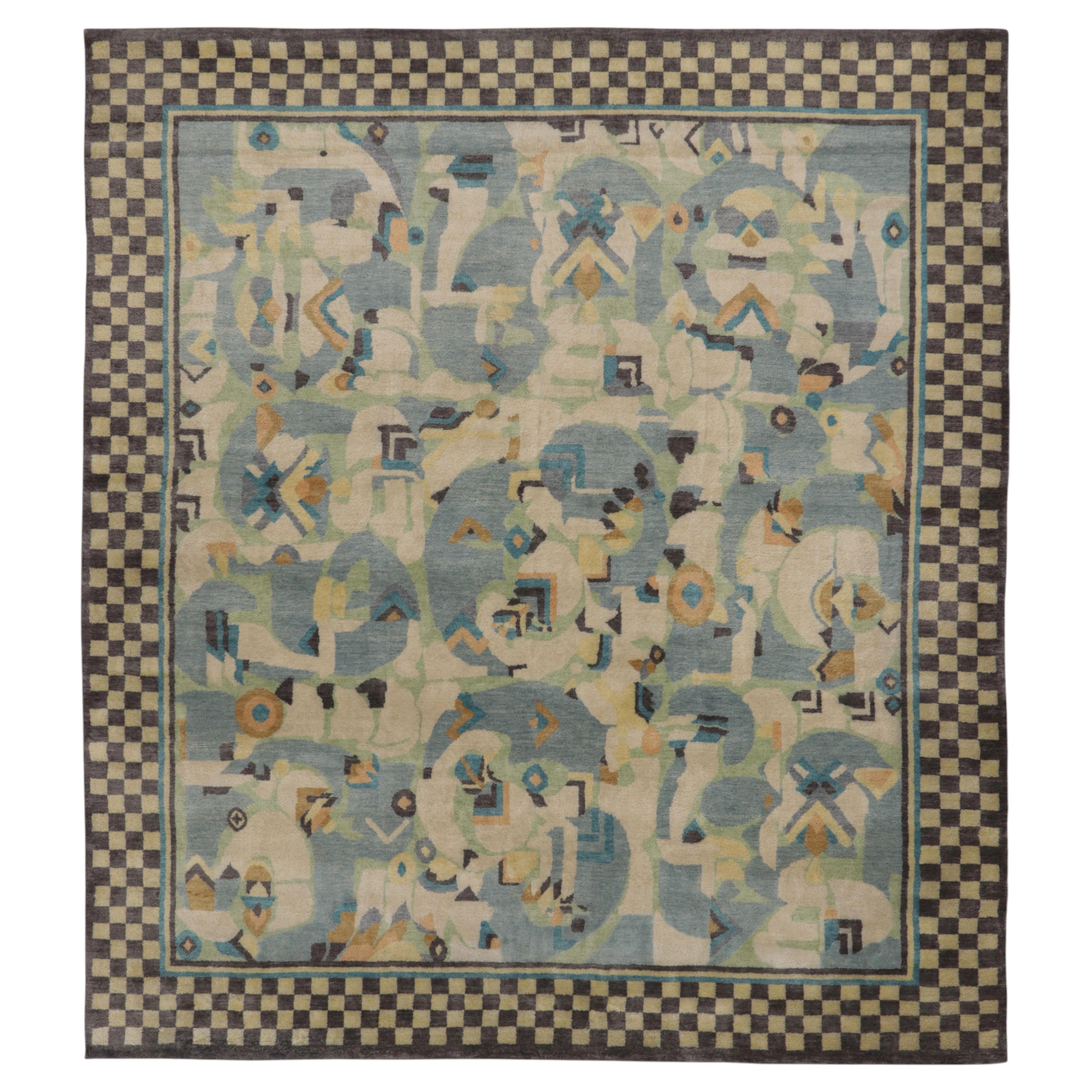 Contemporary Art Deco Polychromatic Geometric Wool Rug by Rug & Kilim, India For Sale