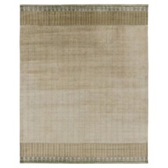 Contemporary Art Deco Style Geometric Beige Wool Rug by Rug & Kilim, India