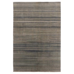 Contemporary Oversized Solid & Stripes Wool Rug by Rug & Kilim, India