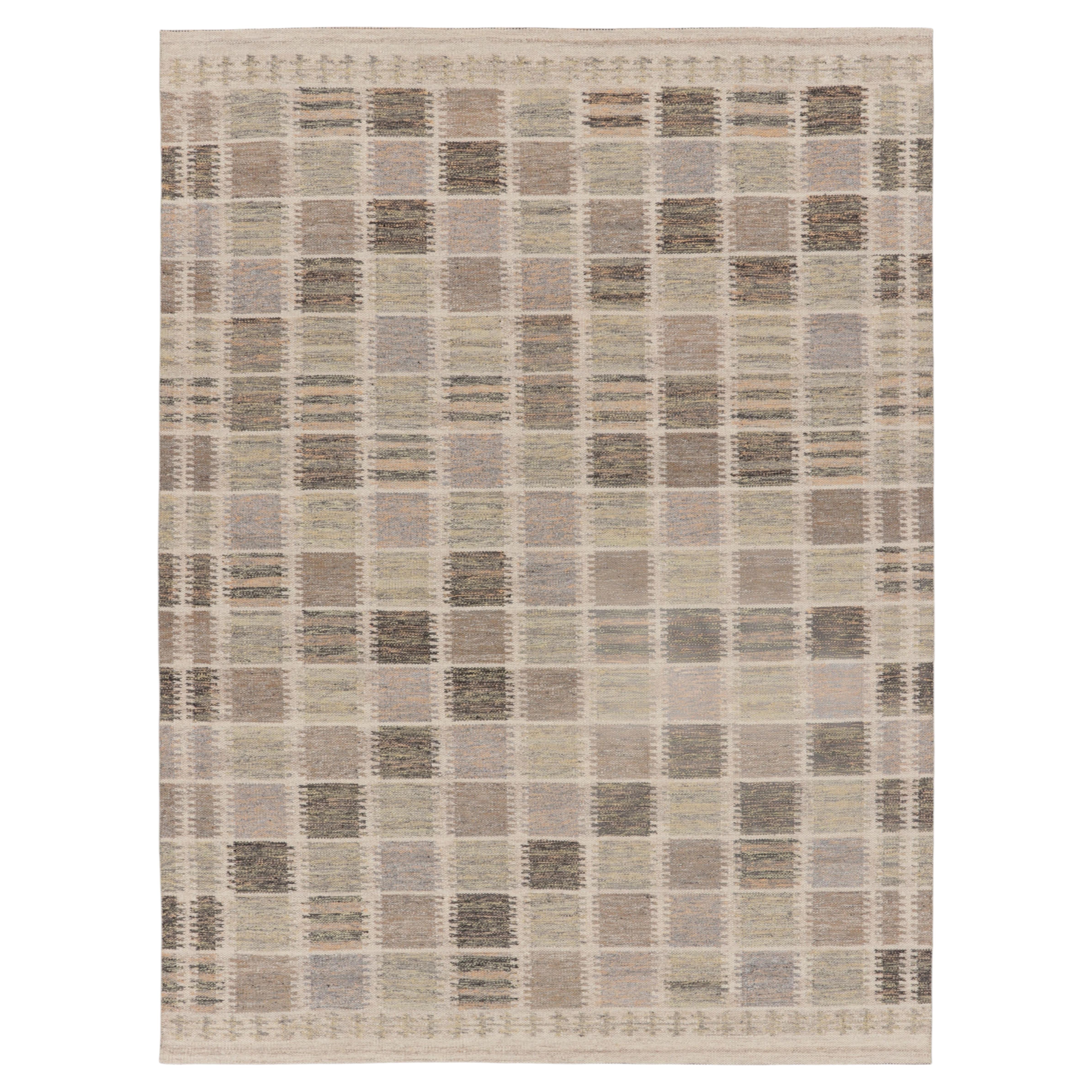 Contemporary Scandinavian Style Geometric Wool Kilim by Rug & Kilim, India For Sale