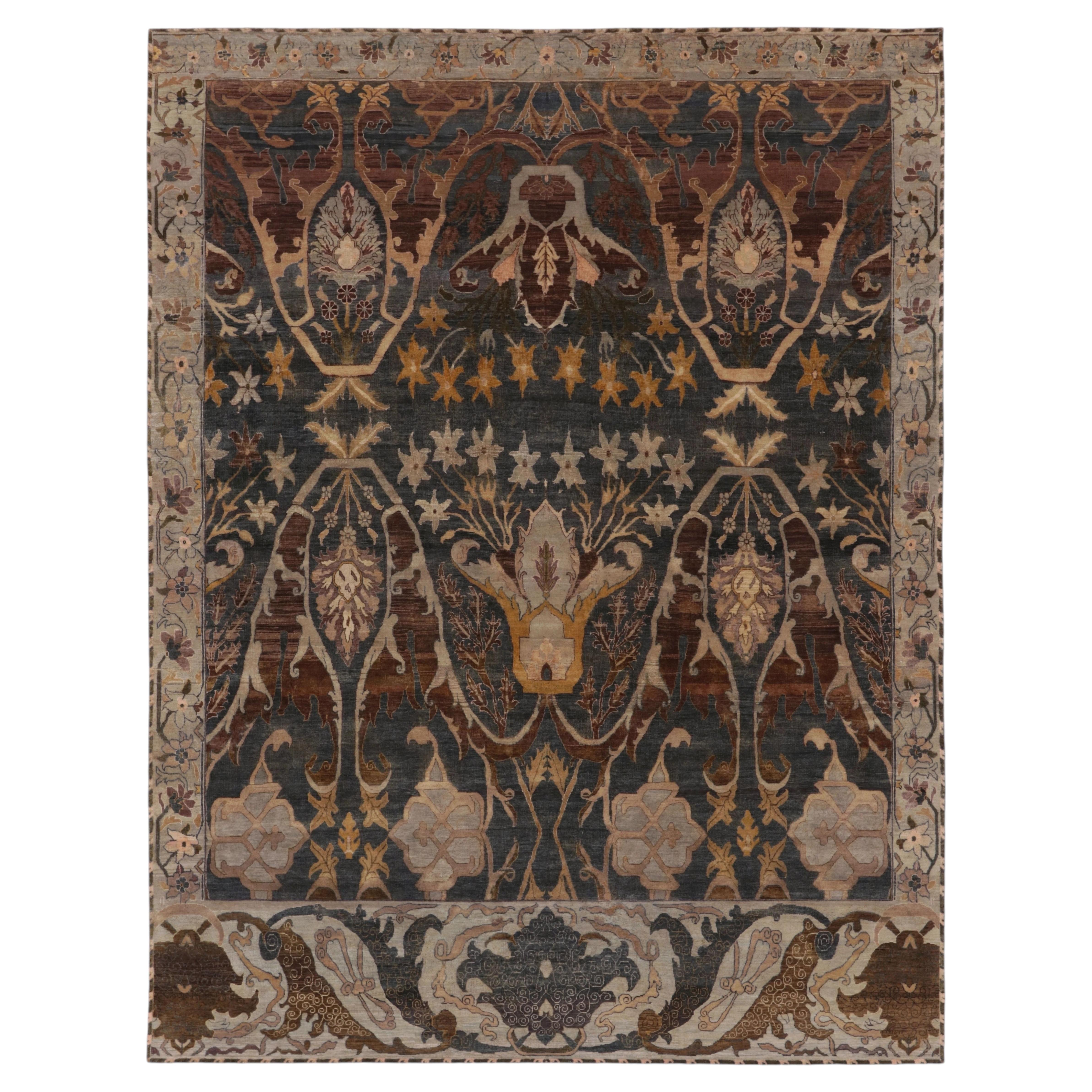 Alfombra de lana con motivos florales de estilo Bidjar contemporáneo, de Rug & Kilim, India