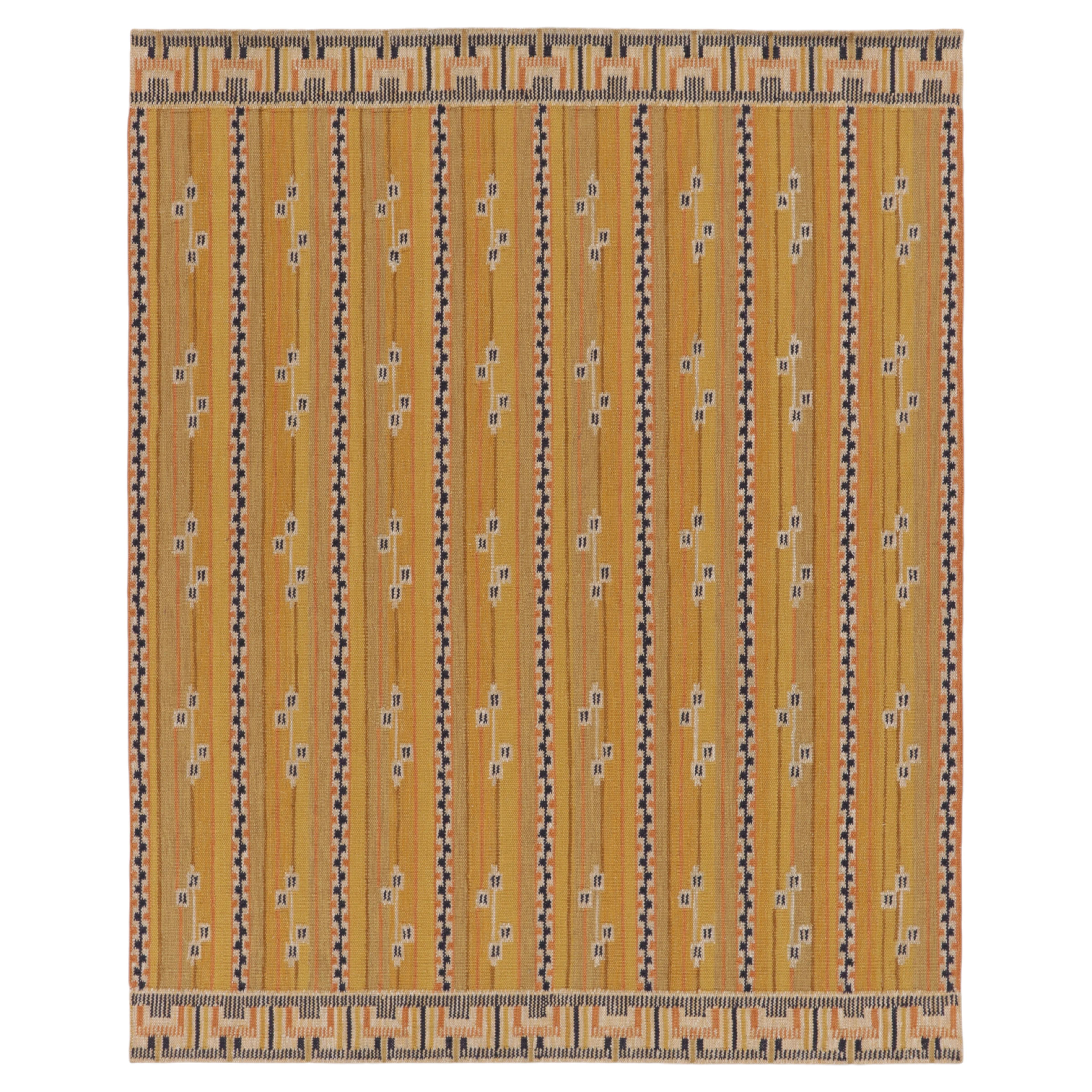 Modern Scandinavian Style Rug “Marta Stripe” Design in Gold Tones, by Rug& Kilim For Sale