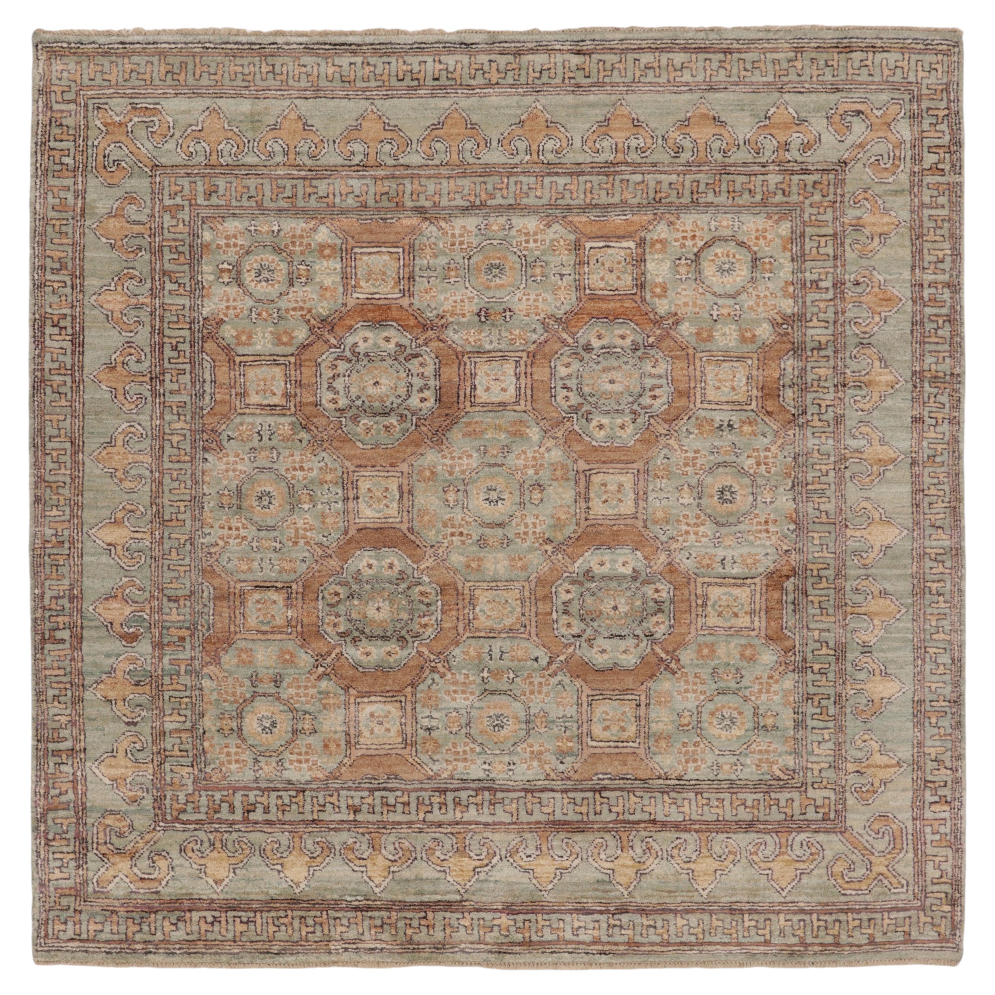 Contemporary Khotan Style Square Rug, with Geometric Design, by Rug&Kilim, India
