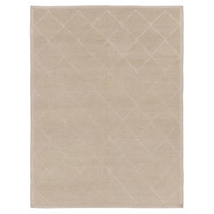 Contemporary Scandinavian Style Wool Rug in Beige by Rug & Kilim, India