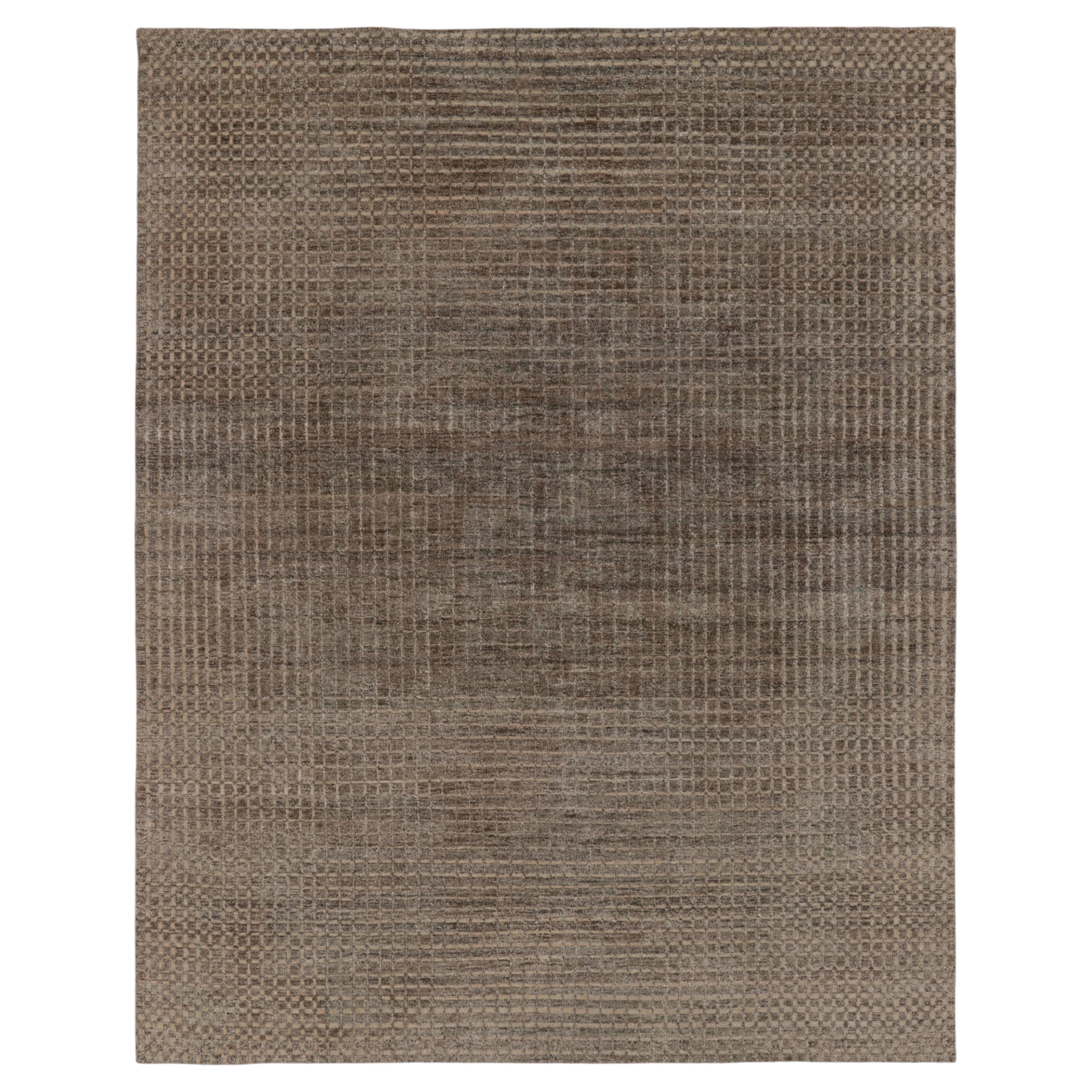 Contemporary Textural Rug in Brown Hues, by Rug & Kilim, India