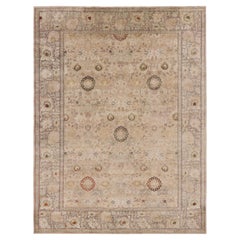 Contemporary Oushak Style Floral Rug in Beige Hues, by Rug & Kilim, India