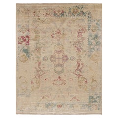 Alfombra de seda natural de estilo polonesa moderna con motivos florales, de Rug&Kilim, India