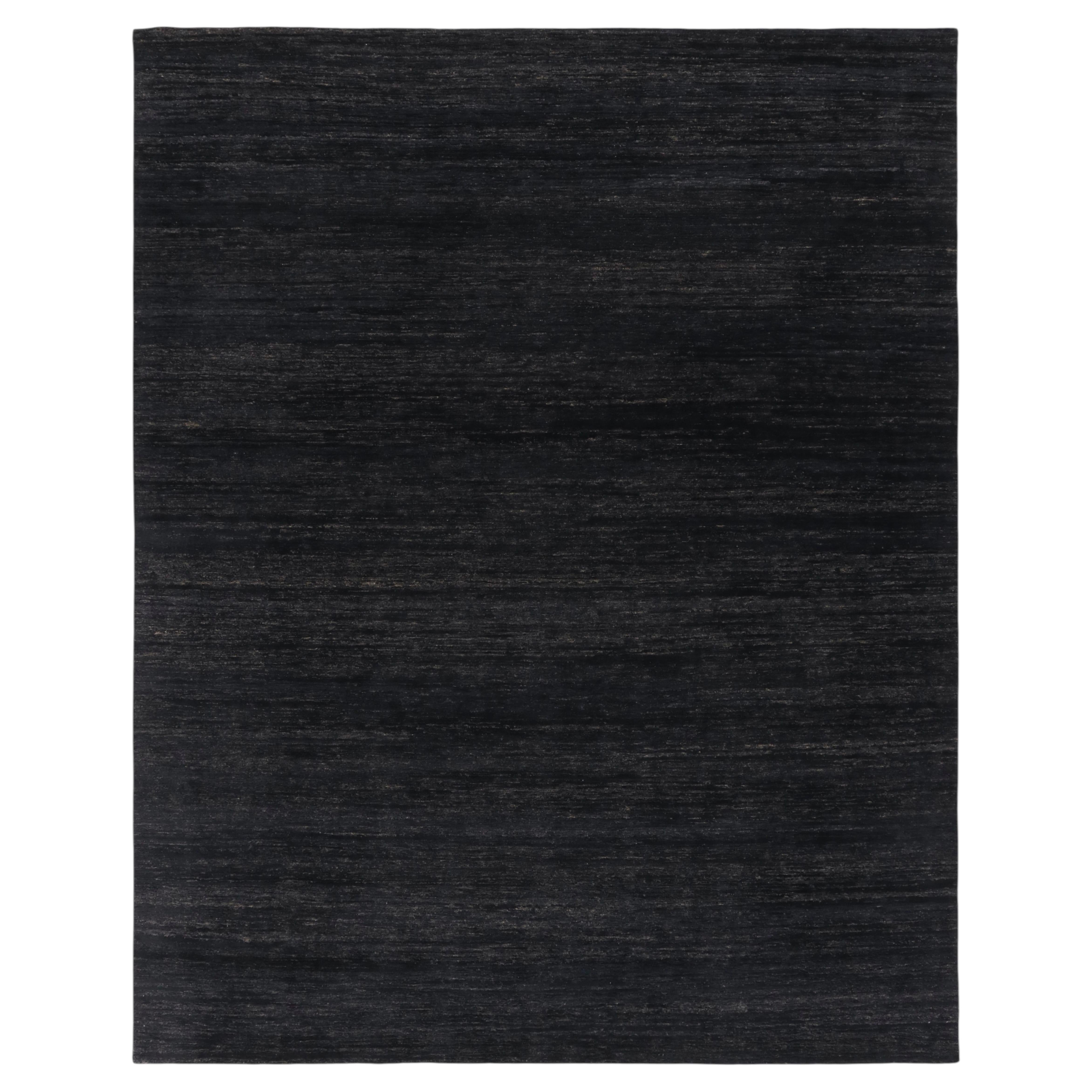 Contemporary Oversized Modern Textural Rug in Charcoal by Rug & Kilim, India
