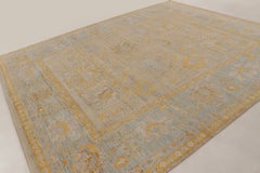 Contemporary Oushak Rug with Floral Design in Gold, by Rug & Kilim, India