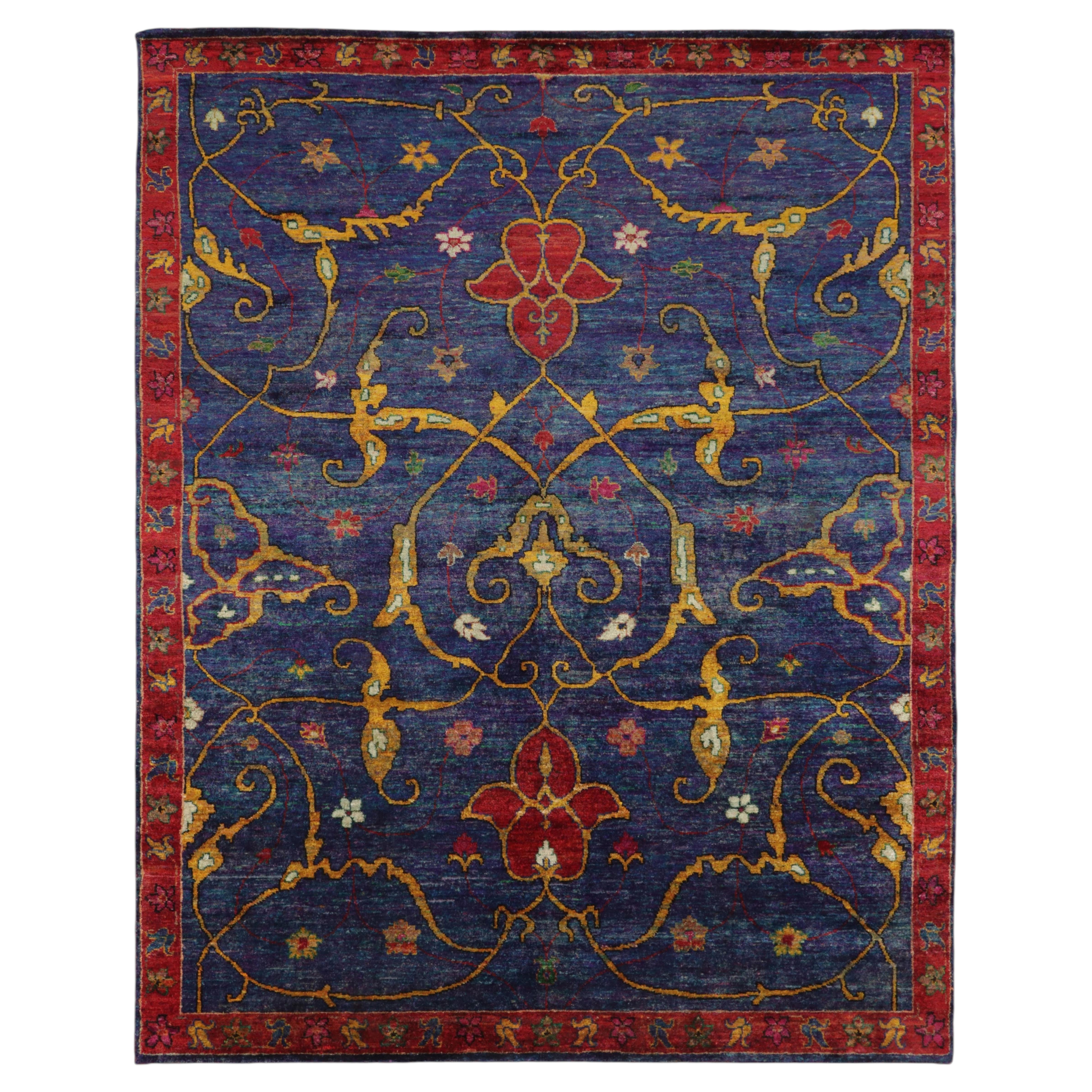 Tappeto in seta naturale con motivi floreali in stile persiano contemporaneo di Rug & Kilim, India