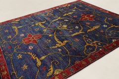 Contemporary Persian Style Floral Natural Silk Rug by Rug & Kilim, India