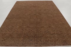 Contemporary Geometric Chestnut Brown Wool Rug by Rug & Kilim, India