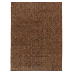 Contemporary Geometric Chestnut Brown Wool Rug by Rug & Kilim, India