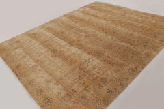 Contemporary Floral Natural Silk Rug in Beige by Rug & Kilim, India