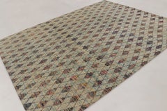 Moderner Teppich aus Wolle und Naturseide mit Diamantgittermuster von Rug&Kilim, Indien
