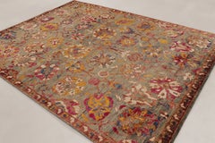 Moderner Wollteppich im Uschak-Stil in Beige und Braun, von Rug & Kilim, Indien