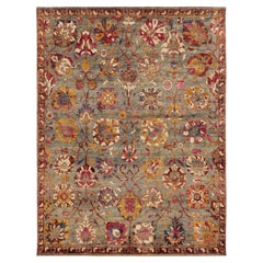 Moderner Wollteppich im Uschak-Stil in Beige und Braun, von Rug & Kilim, Indien