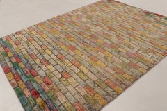 Moderner geometrischer, mehrfarbiger Wollteppich von Rug & Kilim, Indien