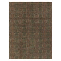 Contemporary Geometric Wool Rug in Green & Brown by Rug & Kilim, India