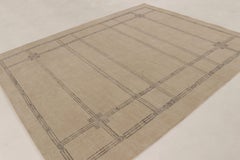 Contemporary Art Deco Style Wool Rug in Beige & Gray by Rug & Kilim, India