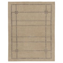 Contemporary Art Deco Style Wool Rug in Beige & Gray by Rug & Kilim, India