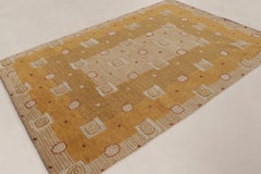 Contemporary Art Deco Style Geometric Gold Wool Rug, by Rug & Kilim, India