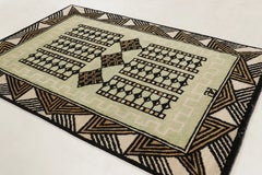 Contemporary Art Deco Style Wool Rug in Beige & Black, by Rug & Kilim, India