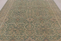 Contemporary Oushak Floral Wool Rug in Sage & Gold by Rug & Kilim, India