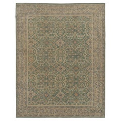 Contemporary Oushak Floral Wool Rug in Sage & Gold by Rug & Kilim, India