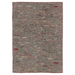 Contemporary Fish Pictorial Modernist Wool Rug by Rug & Kilim, India