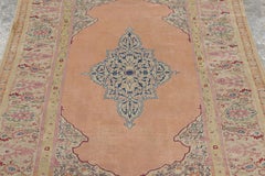 Antique Tabriz in Pink with Geometric Medallion & Florals - Rug & Kilim