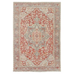 Antiker Heriz-Teppich mit Blumenmuster in Rot und Blaugrün – Teppiche & Kelims