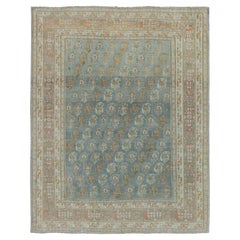 Antique Qashqai Persian Rug with Blue, Rust and Ivory Tones - Rug & Kilim