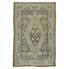 Antique Bibikabad Rug in Beige and Gray with Medallion - Rug and Kilim