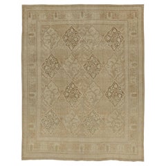 Antique Tabriz Rug with Dense Floral Patterns in Beige - Rug & Kilim