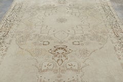 Antique Kerman Rug in Tonal Beige with Floral Patterns - Rug & Kilim