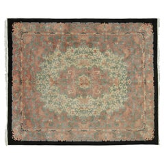 Antique Chinese Hooked Rug with Floral Medallion & Vine Design - Rug & Kilim