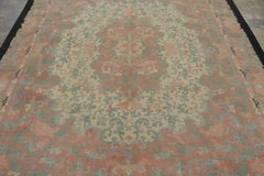 Antique Chinese Hooked Rug with Floral Medallion & Vine Design - Rug & Kilim