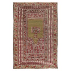 Vintage Turkish Anatolian Prayer Rug with Olive Green Mihrab Design Rug & Kilim