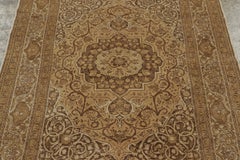 Antique Persian Tabriz Rug with Gold & Brown Floral Medallion - Rug & Kilim