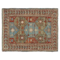 Antique Turkish Rug with Geometric Medallion & Floral Borders - Rug & Kilim