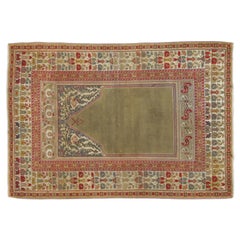 Vintage Turkish Anatolian Prayer Rug with Ornate Border Design - Rug & Kilim