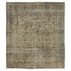 Oversized Antique Kerman Rug with Distressed Floral Design - Rug & Kilim