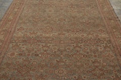 Antique Kurdish Rug in Beige–Brown, Geometric Field and Borders - Rug & Kilim