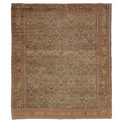 Antique Kurdish Rug in Beige–Brown, Geometric Field and Borders - Rug & Kilim