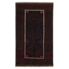 Rug & Kilim’s Baluch Runner Rug with Black, Burgundy and Blue Geometric Patterns