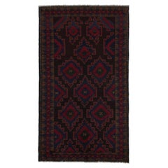 Rug & Kilim’s Baluch Runner Rug with Black, Burgundy and Blue Geometric Patterns