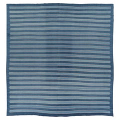 Übergroßer Vintage-Dhurrie-Teppich aus gestreifter Baumwolle von Rug & Kilim, Indien, 1950–1959